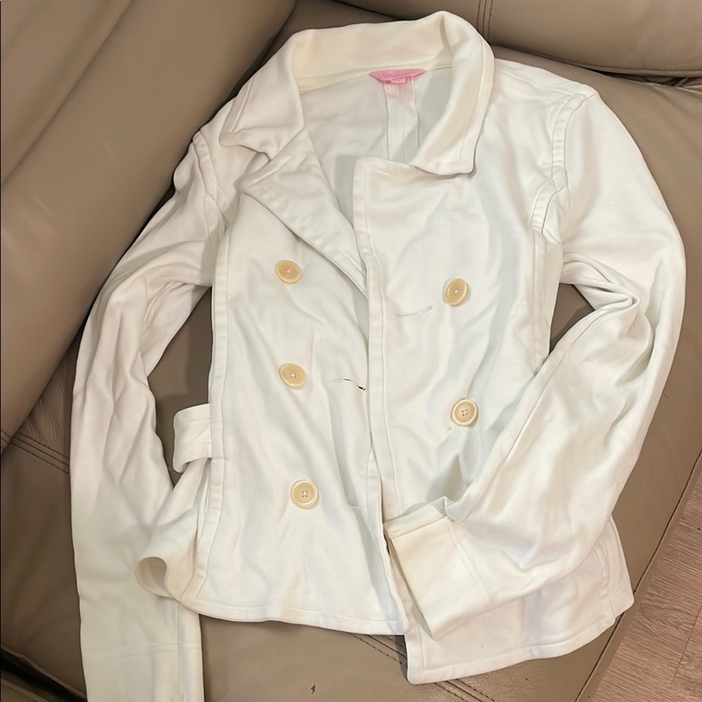 Lilly Pulitzer Cream Double-Breasted Pea Coat